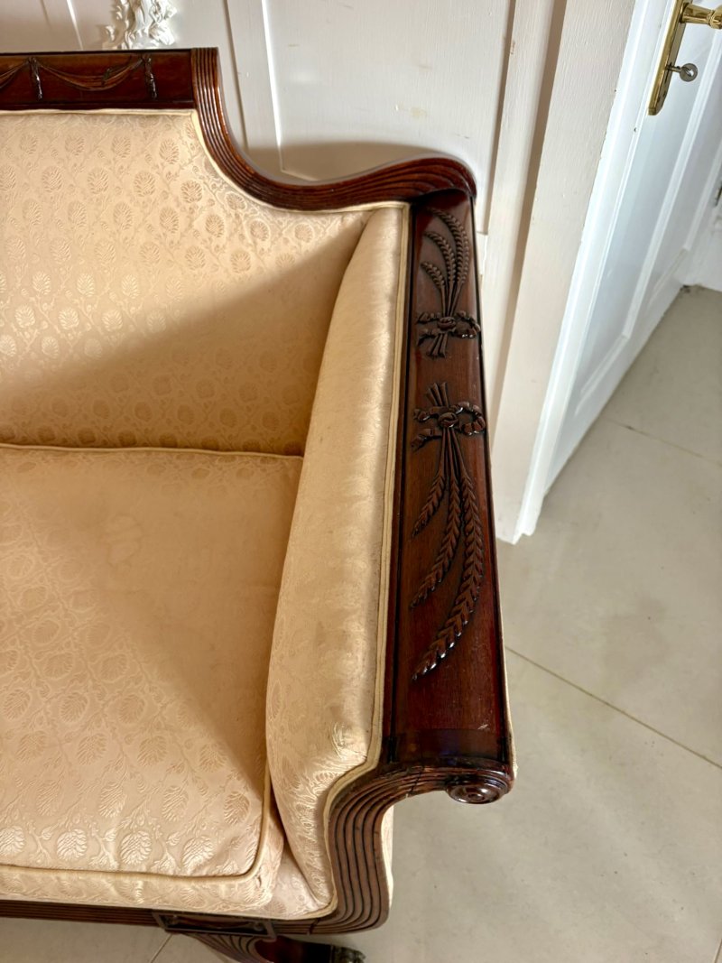 Quality Antique Victorian Regency Style Mahogany Carved Sofa